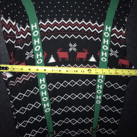 Ugly Christmas Sweater Tag Men's Suspender Holiday Sweater Large or Medium *read - Picture 6 of 9